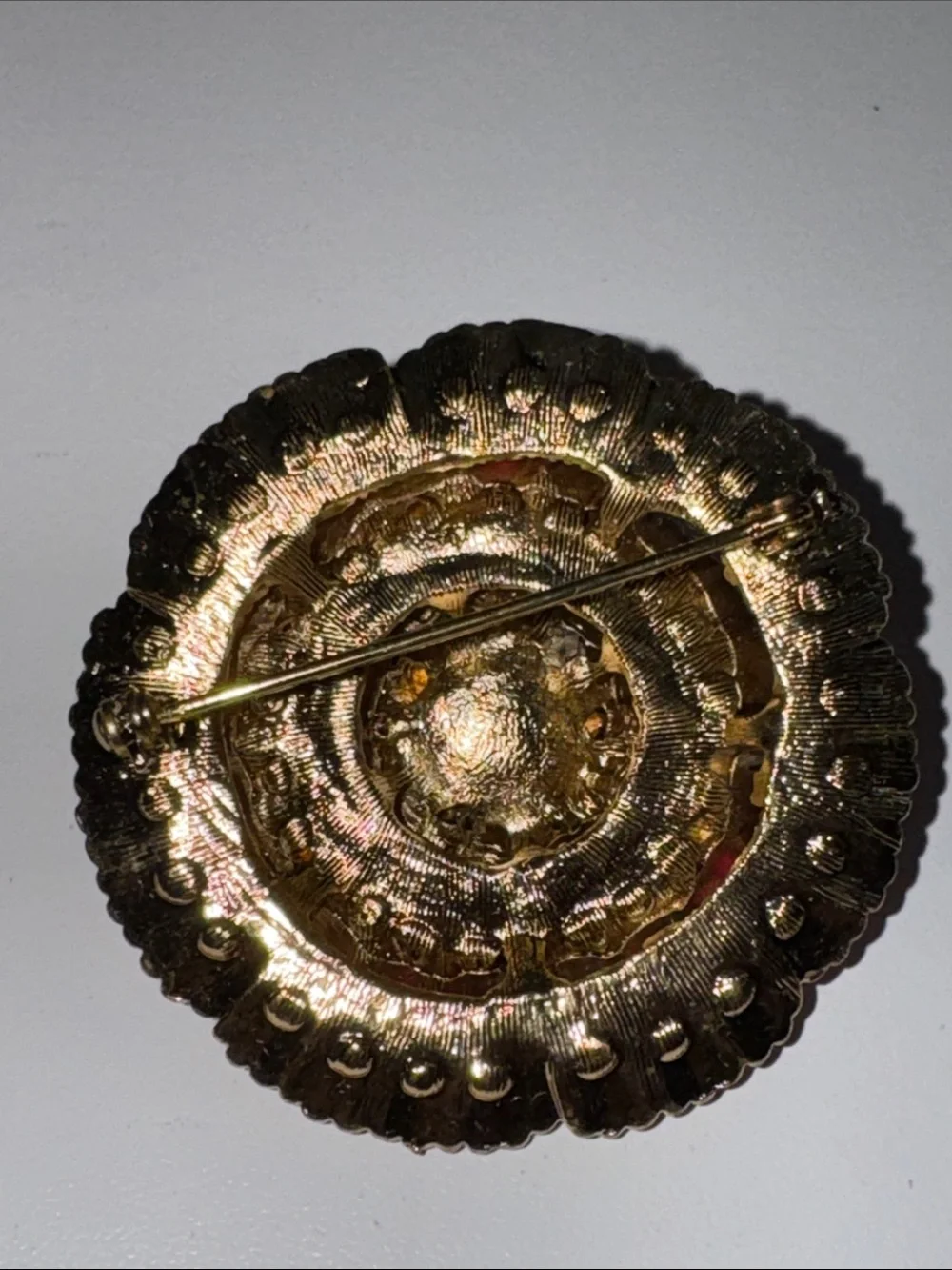 Rucinni Pink Crystal Rhinestone Floral Brooch – Gold Tone Statement Pin NWT